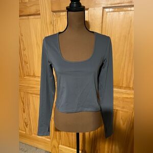 NWT! H&M Women's Long Sleeve Top - Steel Gray - cropped